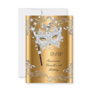 RSVP Quinceanera 15th Birthday Gold Masquerade