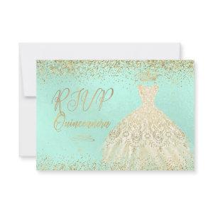 RSVP Quinceañera , Glitters Gown, Faux Gold+Mint