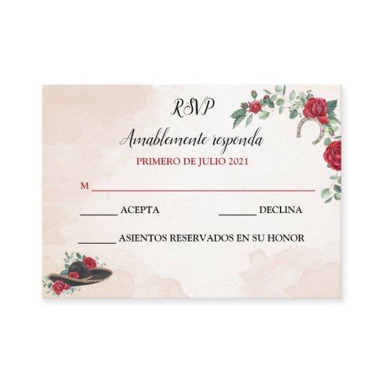 RSVP QUINCEANERA Mariachi Charra Watercolor  Business Card