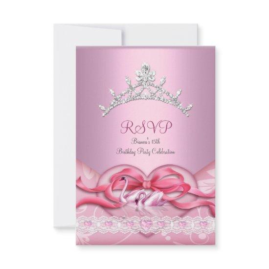 RSVP Quinceanera White Pink Swans Tiara Heart