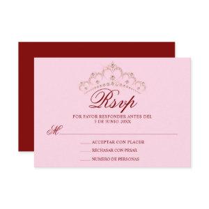 RSVP Red Pink Spanish Quinceañera Quince