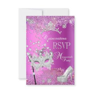 RSVP Reply Masquerade Quinceanera 15th Party Pink