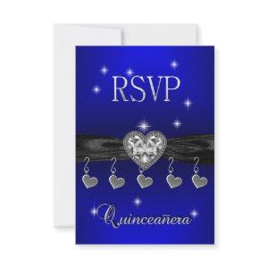 RSVP Reply Quinceanera 15th Royal Blue Black
