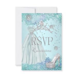 RSVP Reply Quinceanera Soft Teal Tiara Dress Shoe