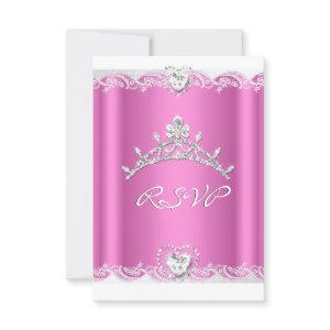 RSVP Reply Response Pink White Lace Quinceanera