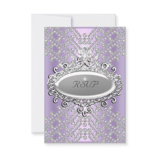 RSVP Response Party Lilac Purple White Diamond