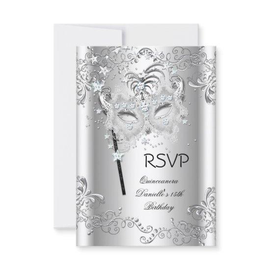 RSVP Silver Quinceanera 15th Birthday Masquerade