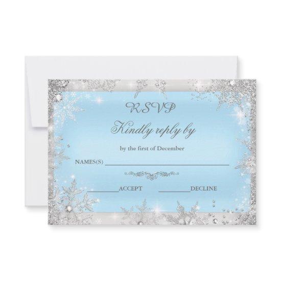 Rsvp Silver Winter Wonderland Blue Thank You Card