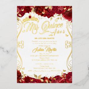 Ruby Floral Garden Scroll Mis Quince Quinceanera  Foil