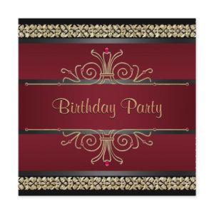 Ruby Red Black Gold Womans Birthday Party