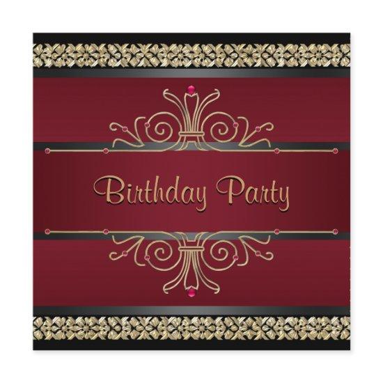 Ruby Red Black Gold Womans Birthday Party