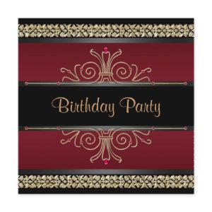 Ruby Red Black Gold Womans Birthday Party