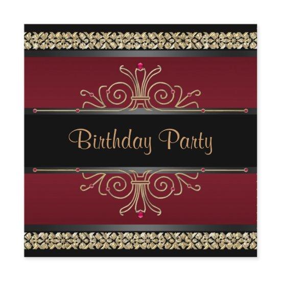Ruby Red Black Gold Womans Birthday Party