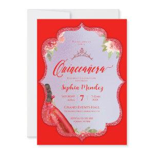 Ruby Red Floral Watercolor Quinceanera