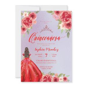 Ruby Red Floral Watercolor Quinceanera
