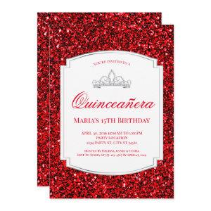 Ruby Red Glitter Quinceañera