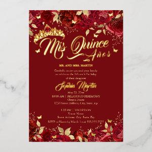 Ruby Red Gold Rose Mis Quince Quinceanera  Foil