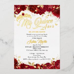 Ruby Red Rose Mis Quince Quinceanera  Foil