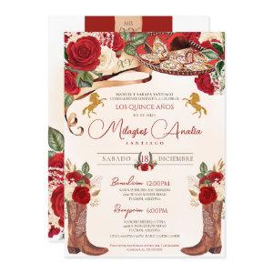 Ruby Red Roses Elegant Western Charro Quinceañera