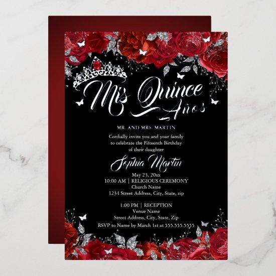 Ruby Rose Mis Quince Red Silver Black Quinceanera  Foil