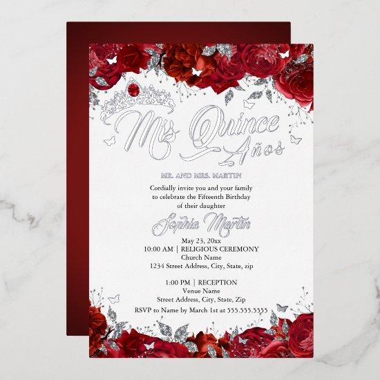 Ruby Rose Mis Quince Red Silver Quinceanera  Foil