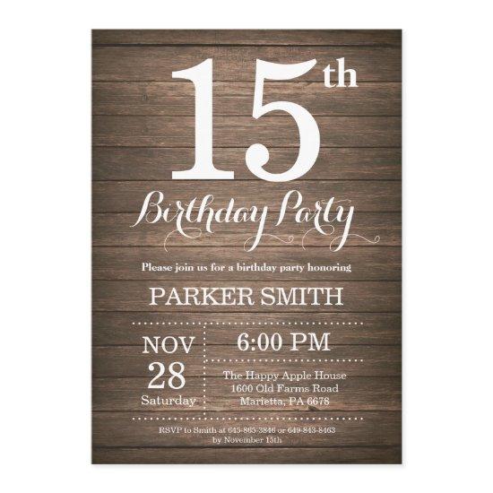 Rustic 15th Birthday