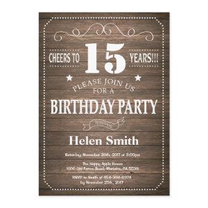 Rustic 15th Birthday  Vintage Retro