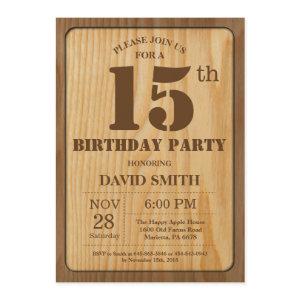 Rustic 15th Birthday  Vintage Wood