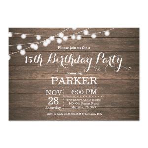 Rustic 15th Birthday  Wood