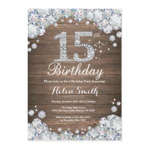 Rustic 15th Birthday Silver Diamond