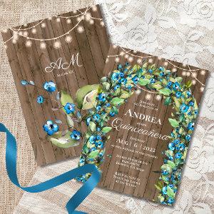 Rustic Blue Flower Leaves Arch Lights Quinceañera