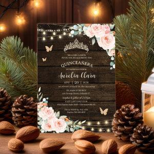 Rustic Blush Floral Enchanted Forest Quinceañera