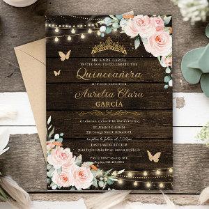 Rustic Blush Floral Enchanted Forest Quinceanera