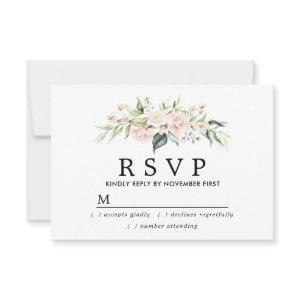 Rustic Blush Pink Floral Quinceanera RSVP Card