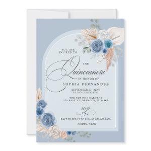 Rustic Boho Dusty Blue Pampas Quinceanera