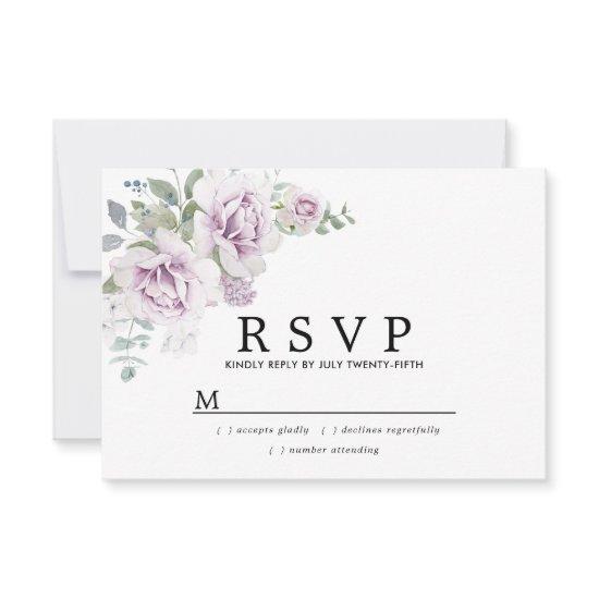 Rustic Boho Purple Rose Floral Quinceanera RSVP