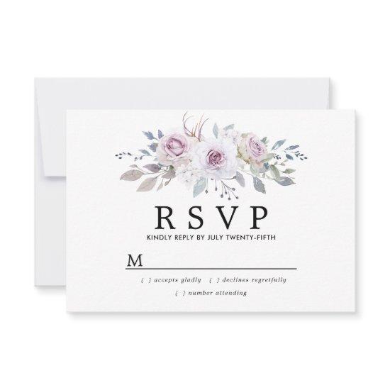 Rustic Boho Purple Rose Floral Quinceanera RSVP Card