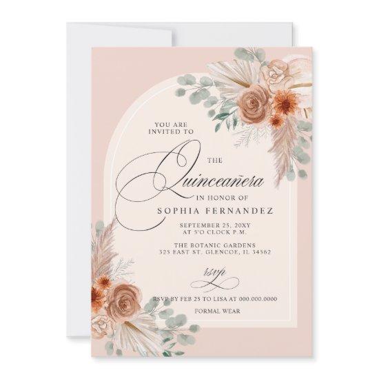 Rustic Boho Terracotta Pampas Quinceanera