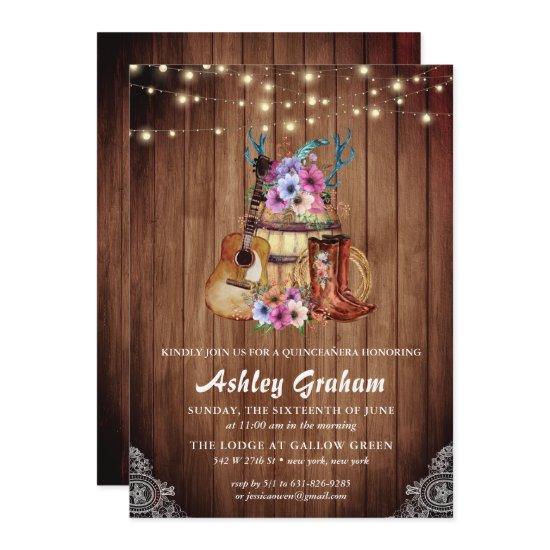 Rustic Boots Cowgirl Quinceañera 15th Birthday