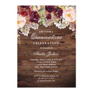 Rustic Burgundy Peach Floral Quinceanera