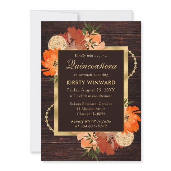 Rustic Burnt Orange Fall Flowers Quinceanera