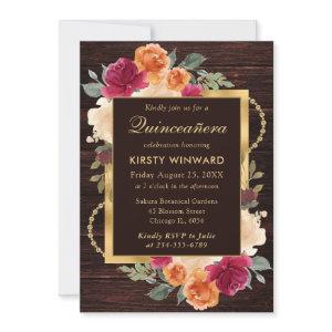 Rustic Burnt Orange Red Fall Flowers Quinceanera