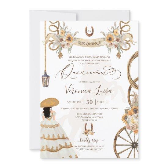 Rustic Charro Floral Boho Country Quinceanera Invi