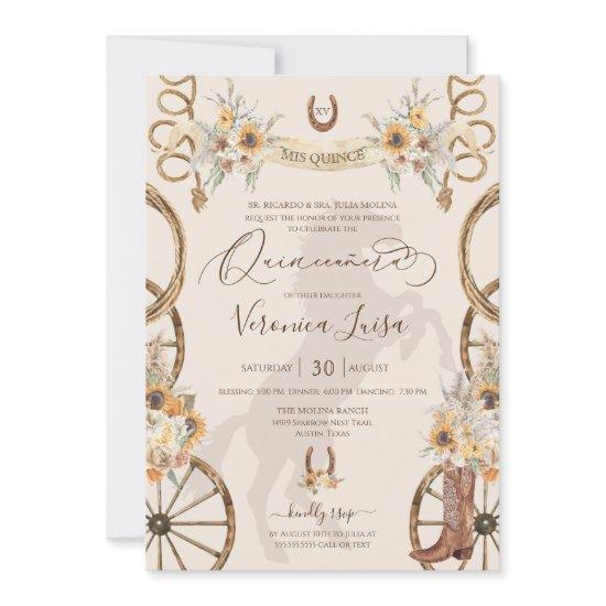 Rustic Charro Sunflowers & Boho Floral Quinceanera