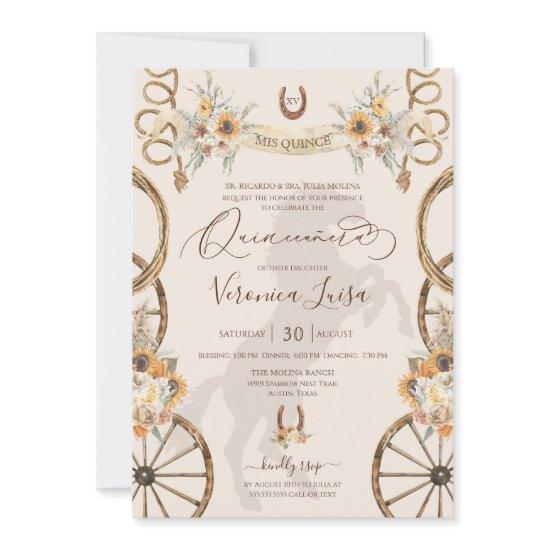 Rustic Charro Sunflowers & Boho Floral Quinceañera