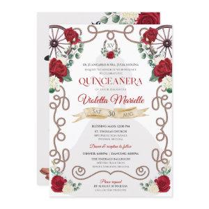 Rustic Elegance Red Rose Floral Charro Quinceanera