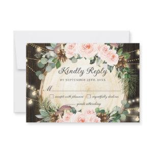 Rustic Enchanted Forest Blush Floral Quinceañera  RSVP Card