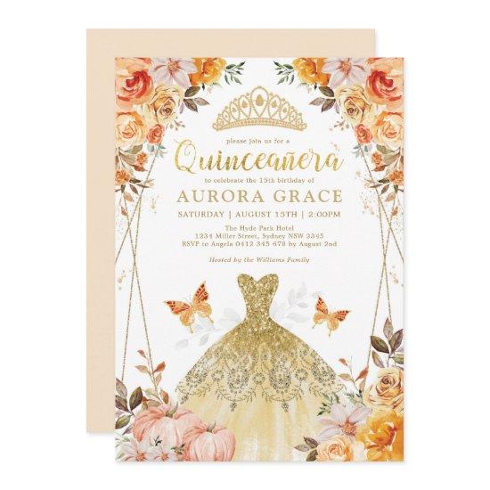 Rustic Fall Floral Quinceañera Mis Quince Anos