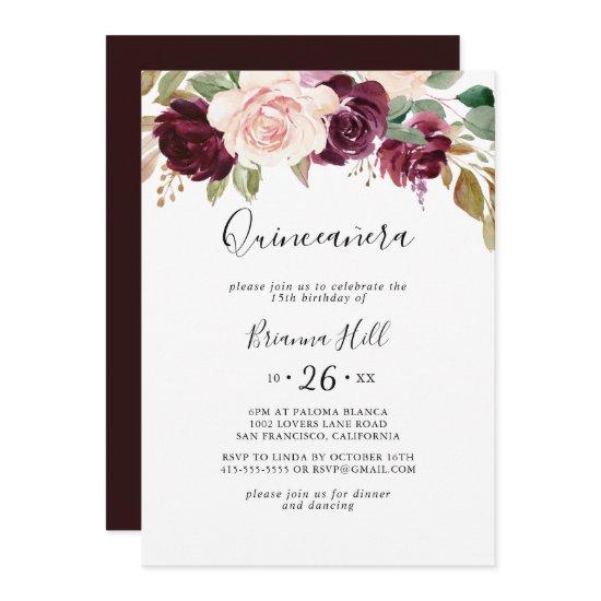 Rustic Floral and Botanical Foliage Quinceañera