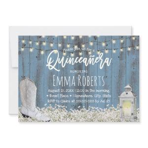 Rustic Floral Dusty Blue Quinceanera 15th Birthday